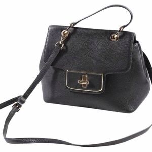 Emery Medium Satchel Black Leather Cross Body Bag